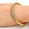 Gold Tone Individual Bangle, with White Crystal, Polished, Golden Finish, 07.252.0018.GT (05 MM Thickness, One size fits all)