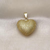 Oro Laminado Fancy Pendant, Gold Filled Style Heart and Hollow Design, Matte Finish, Golden Finish, 05.341.0092