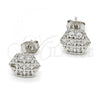 Sterling Silver Stud Earring, with White Cubic Zirconia, Polished, Rhodium Finish, 02.285.0022