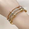 Oro Laminado Trio Bangle, Gold Filled Style and Ball Polished, Tricolor, 07.282.0028