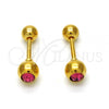Stainless Steel Stud Earring, with Pink Crystal, Polished, Golden Finish, 02.271.0017.1