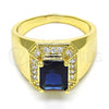 Oro Laminado Mens Ring, Gold Filled Style with Sapphire Blue and White Cubic Zirconia, Polished, Golden Finish, 01.266.0016.2.11 (Size 11)