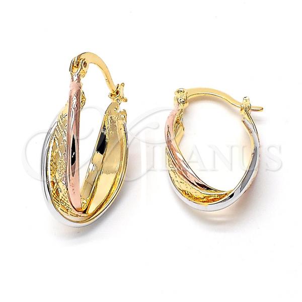 Oro Laminado Medium Hoop, Gold Filled Style and Flower Tricolor, 5.156.013