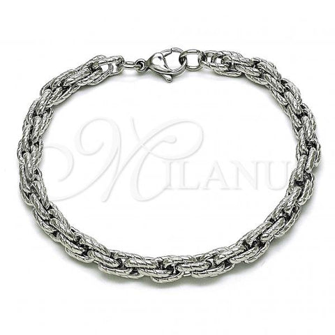 Stainless Steel Basic Bracelet, Rope Design, Diamond Cutting Finish,, 03.278.0014.08