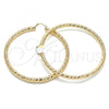 Oro Laminado Extra Large Hoop, Gold Filled Style Hollow Design, Diamond Cutting Finish, Golden Finish, 02.170.0313.80