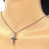 Sterling Silver Pendant Necklace, Cross Design, with Multicolor Cubic Zirconia, Polished, Rhodium Finish, 04.336.0082.16
