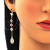 Oro Laminado Long Earring, Gold Filled Style Guadalupe Design, Polished, Tricolor, 02.351.0060