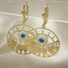 Oro Laminado Dangle Earring, Gold Filled Style Elephant and Evil Eye Design, Polished, Golden Finish, 02.351.0100