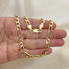 Gold Tone Basic Necklace, Figaro Design, Polished, Golden Finish, 04.242.0017.24GT