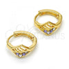 Oro Laminado Huggie Hoop, Gold Filled Style with Amethyst and White Crystal, Polished, Golden Finish, 02.165.0145.4