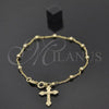 Oro Laminado Bracelet Rosary, Gold Filled Style Crucifix Design, Polished, Golden Finish, 5.213.008.08