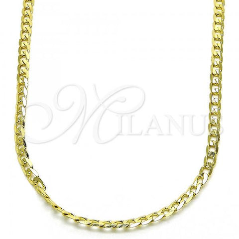 Oro Laminado Basic Necklace, Gold Filled Style Curb Design, Polished, Golden Finish, 5.222.007.24