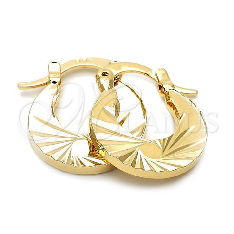 Oro Laminado Small Hoop, Gold Filled Style Diamond Cutting Finish, Golden Finish, 5.145.026