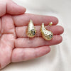 Oro Laminado Stud Earring, Gold Filled Style Teardrop Design, Polished, Golden Finish, 02.260.0023