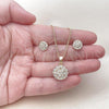 Oro Laminado Earring and Pendant Adult Set, Gold Filled Style with White Micro Pave, Polished, Golden Finish, 10.344.0009