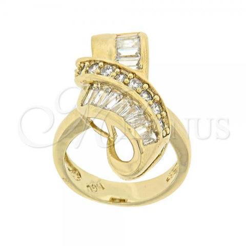 Oro Laminado Multi Stone Ring, Gold Filled Style with White Cubic Zirconia, Polished, Golden Finish, 5.054.012.08 (Size 8)