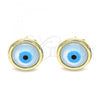 Oro Laminado Stud Earring, Gold Filled Style Evil Eye Design, with White Mother of Pearl, Polished, Golden Finish, 02.156.0589