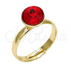 Oro Laminado Multi Stone Ring, Gold Filled Style with Light Siam Swarovski Crystals, Polished, Golden Finish, 01.239.0009.8 (One size fits all)
