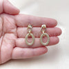 Oro Laminado Stud Earring, Gold Filled Style with White Micro Pave, Polished, Golden Finish, 02.283.0292