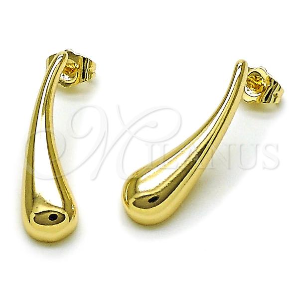 Oro Laminado Stud Earring, Gold Filled Style Teardrop Design, Polished, Golden Finish, 02.163.0380