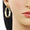 Oro Laminado Medium Hoop, Gold Filled Style Miami Cuban and Love Design, Polished, Golden Finish, 02.170.0514.40