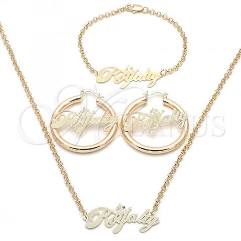 Oro Laminado Necklace, Bracelet and Earring, Gold Filled Style Polished, Golden Finish, 06.63.0236