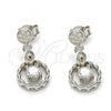 Sterling Silver Dangle Earring, with White Cubic Zirconia, Polished, Rhodium Finish, 02.175.0133