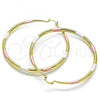 Oro Laminado Extra Large Hoop, Gold Filled Style Hollow Design, Diamond Cutting Finish, Tricolor, 02.213.0440.1.70