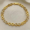 Oro Laminado Fancy Bracelet, Gold Filled Style Infinite Design, with White Micro Pave, Polished, Golden Finish, 03.346.0018.08