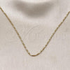 Oro Laminado Basic Necklace, Gold Filled Style Rat Tail and Twist Design, Diamond Cutting Finish, Golden Finish, 04.341.0126.20