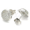 Sterling Silver Stud Earring, with White Micro Pave, Polished, Rhodium Finish, 02.336.0127