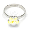 Rhodium Plated Multi Stone Ring, Flower Design, with Aurore Boreale Swarovski Crystals, Polished, Rhodium Finish, 01.239.0010.5 (One size fits all)