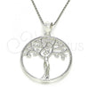 Sterling Silver Fancy Pendant, Tree Design, with White Micro Pave, Polished,, 05.398.0063