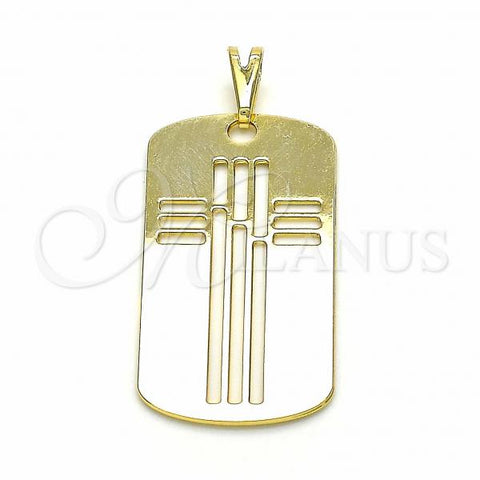 Oro Laminado Religious Pendant, Gold Filled Style Cross Design, Polished, Golden Finish, 05.09.0064