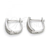 Sterling Silver Huggie Hoop, with White Micro Pave, Polished, Rhodium Finish, 02.175.0044.15