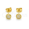 Sterling Silver Stud Earring, with White Cubic Zirconia, Polished, Golden Finish, 02.285.0045