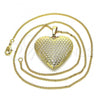 Oro Laminado Pendant Necklace, Gold Filled Style Heart Design, Polished, Golden Finish, 04.117.0007.20