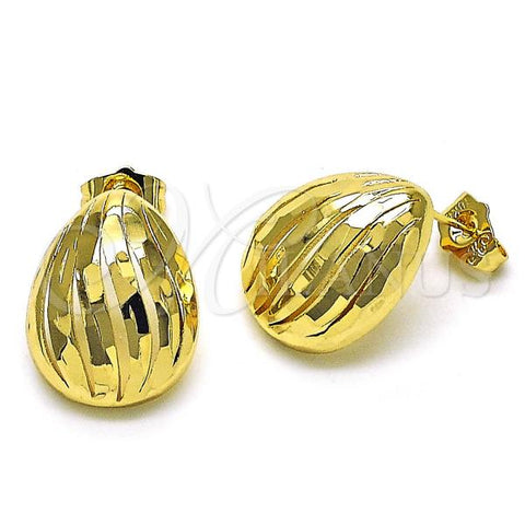 Oro Laminado Stud Earring, Gold Filled Style Polished, Golden Finish, 02.122.0120