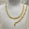 Oro Laminado Necklace and Bracelet, Gold Filled Style Guadalupe Design, Polished, Golden Finish, 06.185.0010
