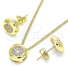 Oro Laminado Earring and Pendant Adult Set, Gold Filled Style with White Micro Pave, Polished, Golden Finish, 10.156.0276