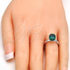 Rhodium Plated Multi Stone Ring, with Emerald Swarovski Crystals, Polished, Rhodium Finish, 01.239.0004.3 (One size fits all)