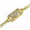 Oro Laminado Fancy Bracelet, Gold Filled Style San Benito Design, with White Crystal, Polished, Golden Finish, 03.351.0042.07