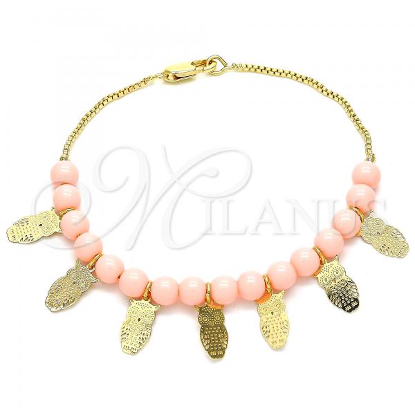 Oro Laminado Fancy Bracelet, Gold Filled Style Owl Design, Polished, Golden Finish, 03.63.2099.07