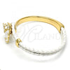 Oro Laminado Individual Bangle, Gold Filled Style Elephant Design, with White Crystal, White Enamel Finish, Golden Finish, 07.179.0001 (06 MM Thickness, One size fits all)