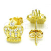 Sterling Silver Stud Earring, Crown Design, with White Cubic Zirconia, Polished, Golden Finish, 02.336.0107.2