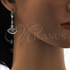 Rhodium Plated Long Earring, with Black Cubic Zirconia and White Micro Pave, Polished, Rhodium Finish, 02.236.0012.6