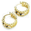 Oro Laminado Small Hoop, Gold Filled Style with Black and White Cubic Zirconia, Polished, Golden Finish, 02.210.0299.3.20
