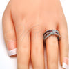 Rhodium Plated Multi Stone Ring, with Garnet and White Cubic Zirconia, Polished, Rhodium Finish, 01.210.0045.3.09 (Size 9)