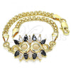 Oro Laminado Fancy Bracelet, Gold Filled Style with Black and White Cubic Zirconia, Polished, Golden Finish, 03.63.2126.1.08