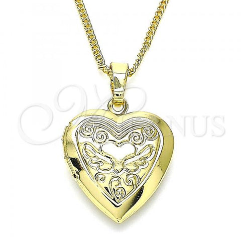 Oro Laminado Pendant Necklace, Gold Filled Style Heart Design, Polished, Golden Finish, 04.117.0028.20